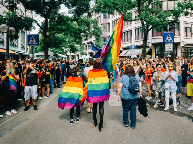 LGBTQ+ parade and flags