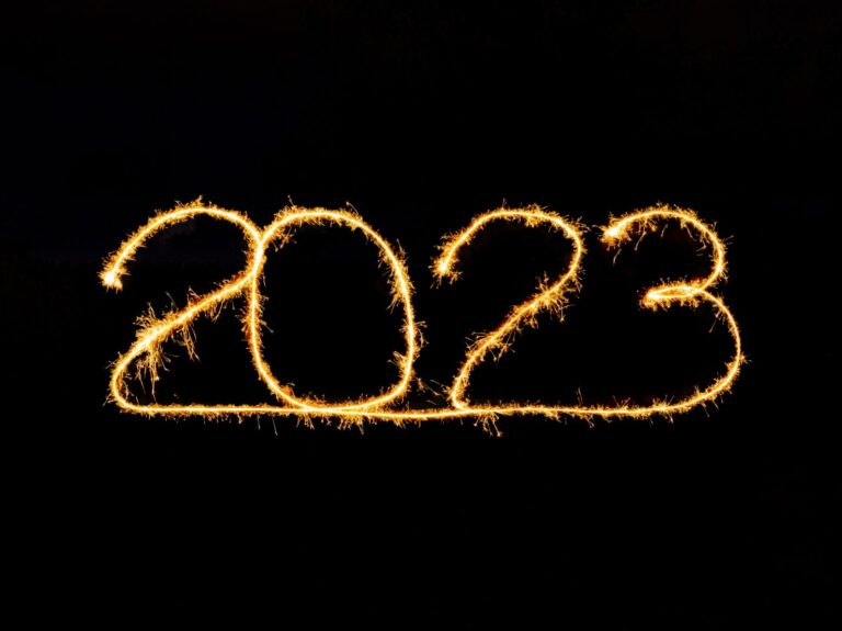 New Years sparklers outlining 2023