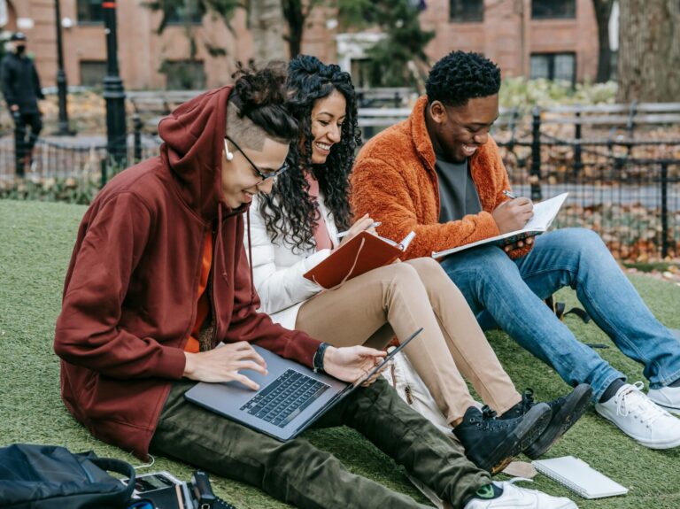 Students engaging in learning on campus