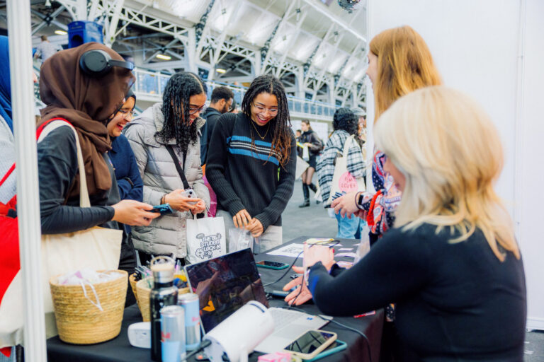 London bases students interacting with Carwash's activation at The BIG Student Lock in.