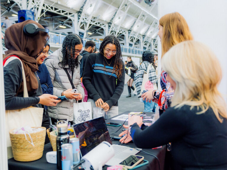 London bases students interacting with Carwash's activation at The BIG Student Lock in.